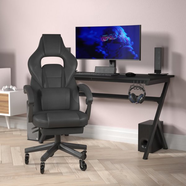 Flash Furniture Black LeatherSoft Gaming Chair with Skater Wheels CH-00288-BK-BK-RLB-GG